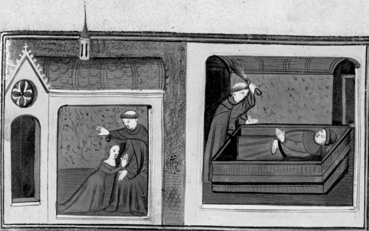 Decameron, Ferondos hustru erkänner för abboten; abboten straffar Ferondo. Tredje dagen, novell 8 av Giovanni Boccaccio