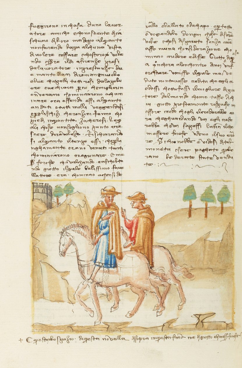 Decameron, Stekpannan hånar kitteln - Forese da Rabatta och Giotto rider, Sjätte dagen, novell 5. av Giovanni Boccaccio