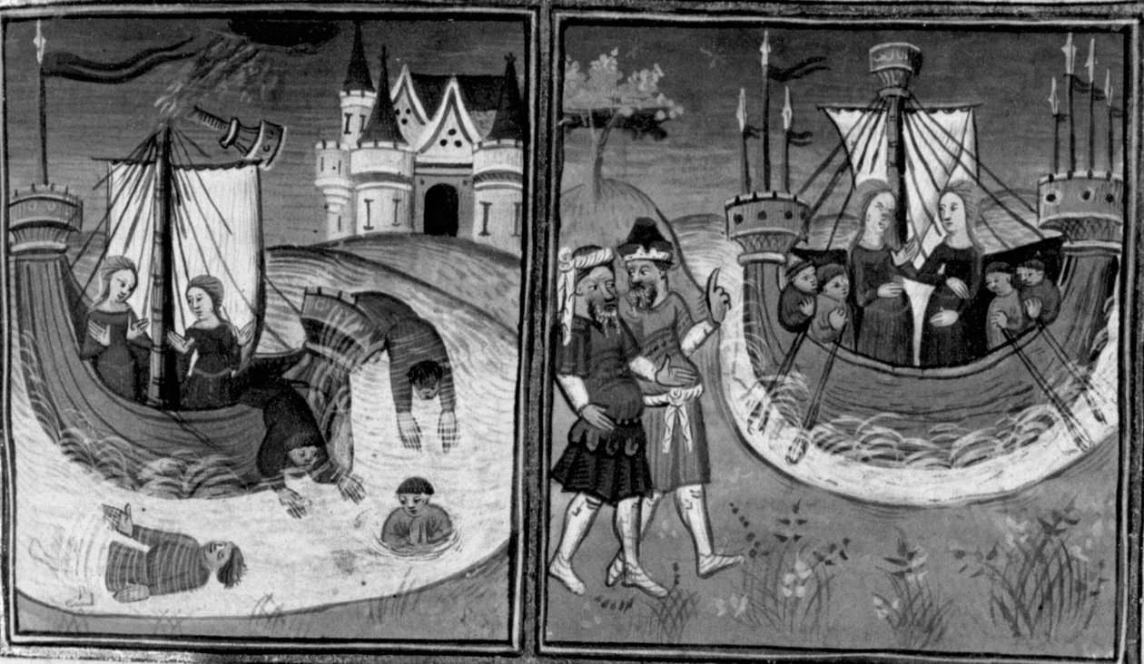 Decameron, Skeppsbrott för Alatiels fartyg; den unga flickan återvänder hem. Andra dagen, novell 7 av Giovanni Boccaccio