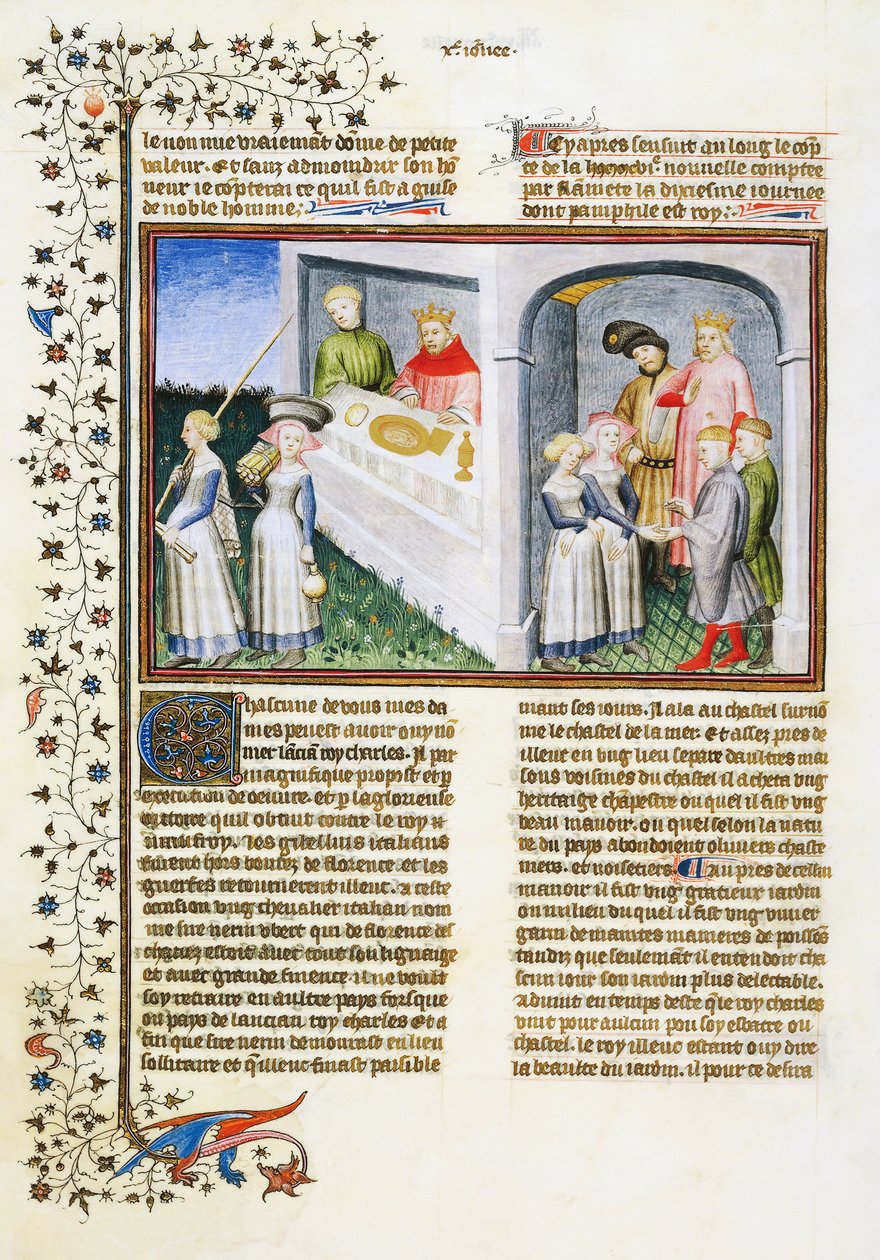 Madonna Dianora lovar sig själv till Messer Ansaldo för trädgård; Messer Ansaldo anställer necromancer och ger henne trädgård; Madonna Dianora berättar för sin man Gilberto om sitt löfte och han förlåter henne av Giovanni Boccaccio