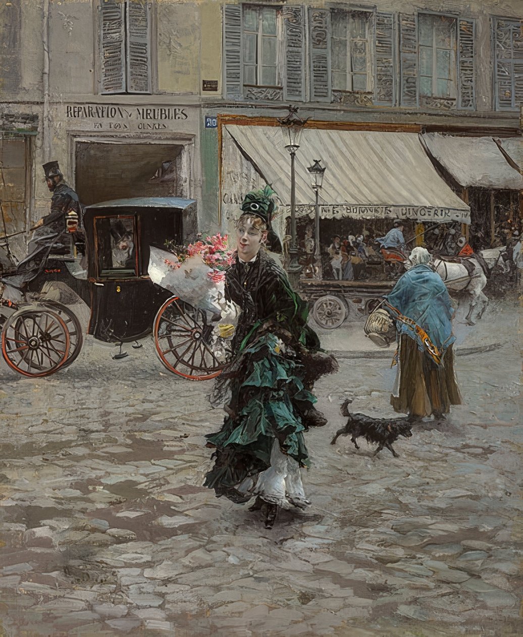 När man korsar gatan. 1873-75 av Giovanni Boldini