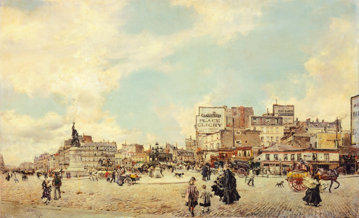 Clichy Square, Paris, av Giovanni Boldini (1842-1931), olja på duk, 60x98 cm av Giovanni Boldini