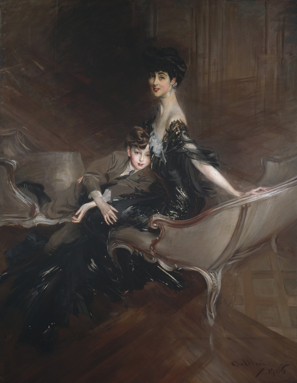 Consuelo Vanderbilt, hertiginna av Marlborough, och hennes son, Lord Ivor Spencer-Churchill, 1906 av Giovanni Boldini