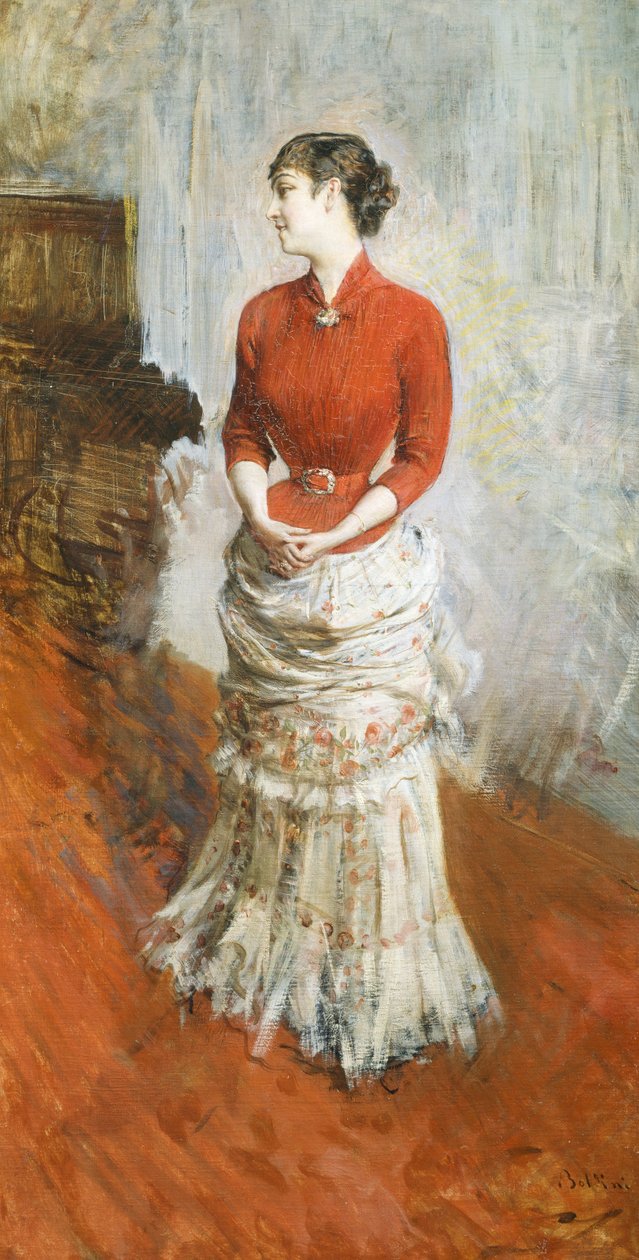 Countess de Rasty stående, cirka 1878, av Giovanni Boldini (1842-1931), olja på duk av Giovanni Boldini