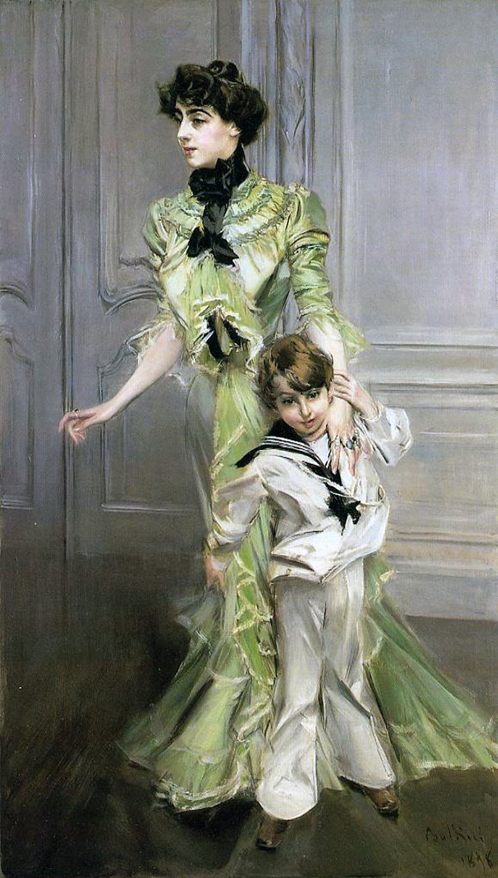 Madame Georges Hugo och hennes son Jean av Giovanni Boldini