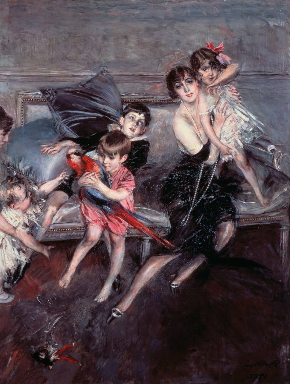 Mrs Edwards med fyra barn och barnskötare av Giovanni Boldini