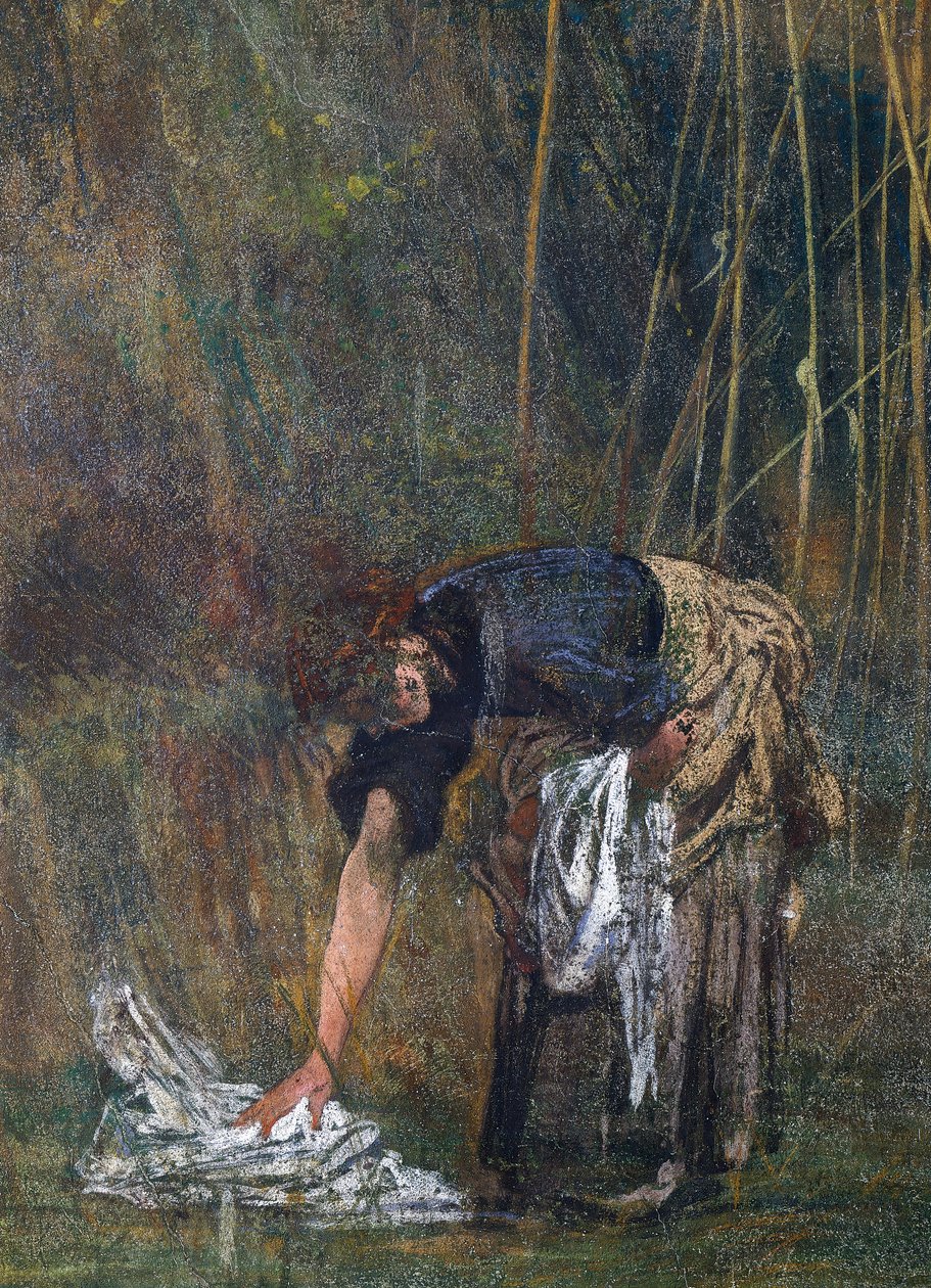 Bondekvinna som plockar upp hennes tvätt av Giovanni Boldini