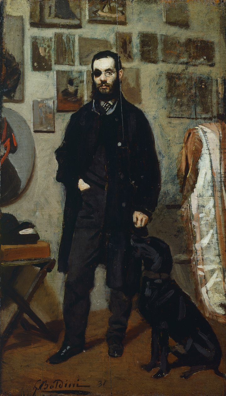 Porträtt av Giuseppe Abbati, av Giovanni Boldini (1842-1931), olja på panel, 87,5x22 cm av Giovanni Boldini