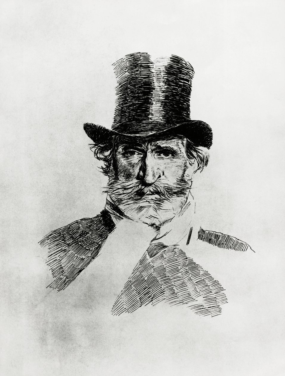 Porträtt av Giuseppe Verdi (1813-1901), italiensk kompositör, teckning av Giovanni Boldini (1842-1931) av Giovanni Boldini