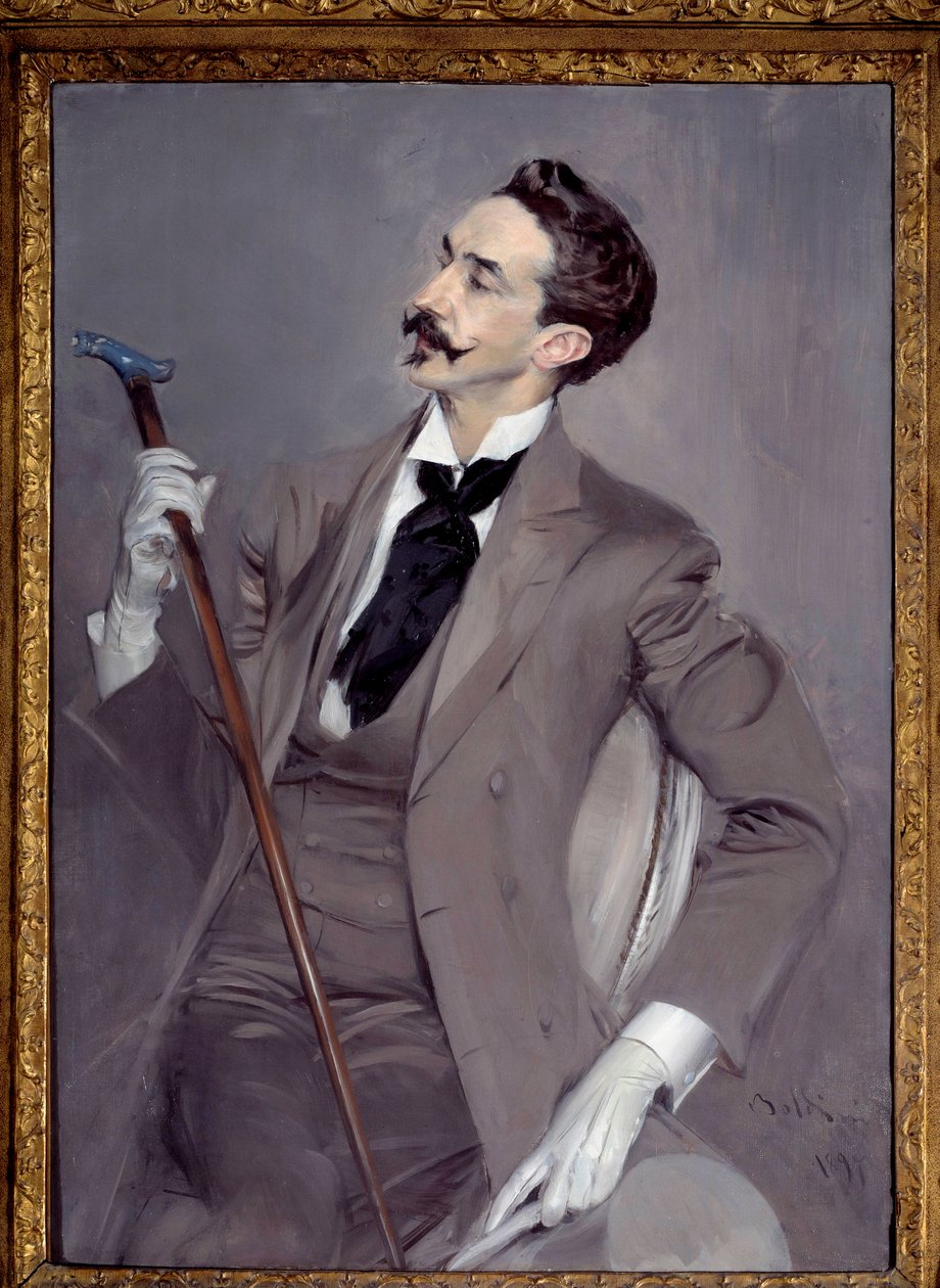 Porträtt av greve Robert de Montesquiou (1855-1921), fransk Dandy-författare. Målning av Giovanni Boldini (1842-1931) av Giovanni Boldini
