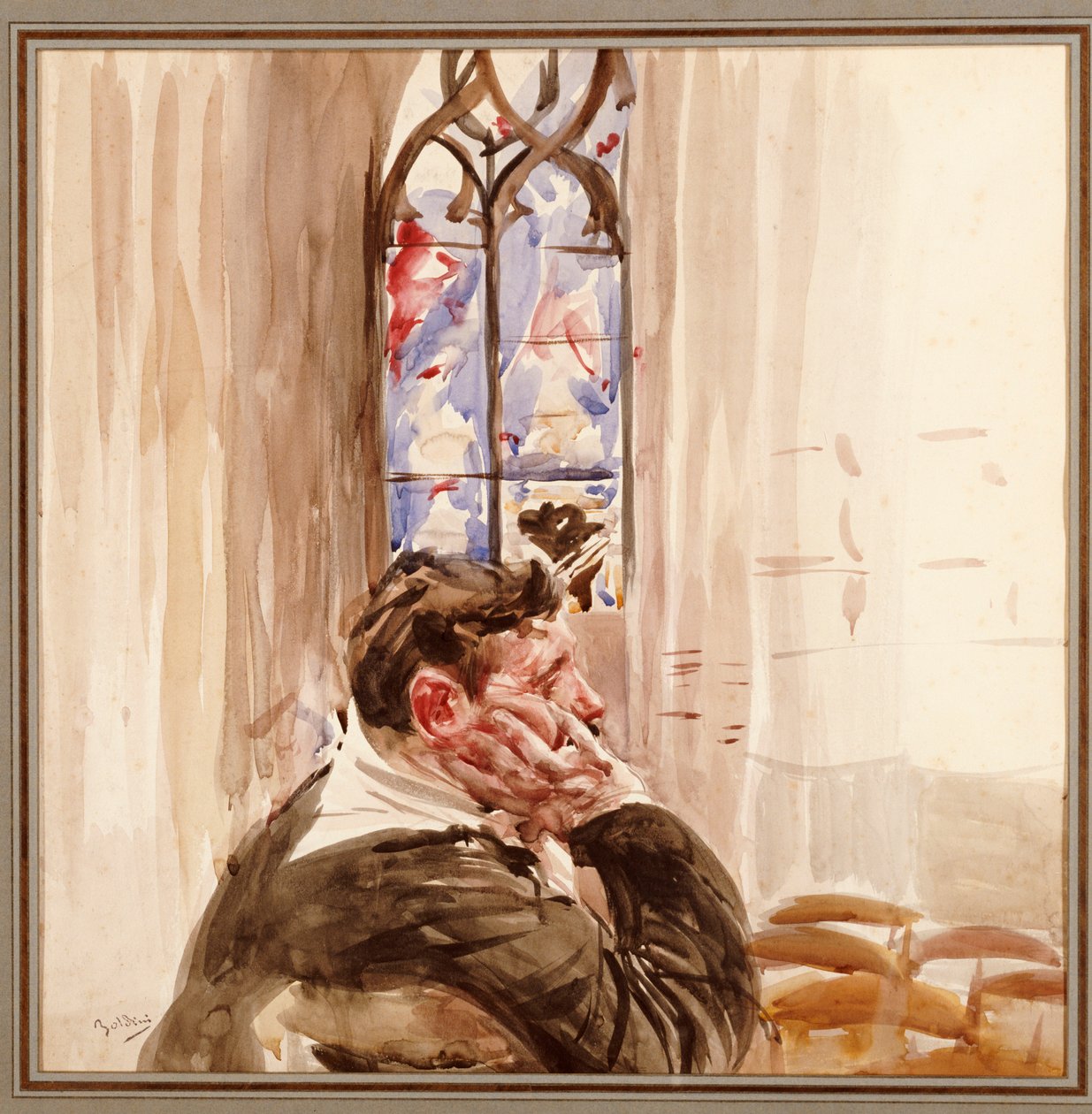 Porträtt av en man i en kyrka, 1900 av Giovanni Boldini