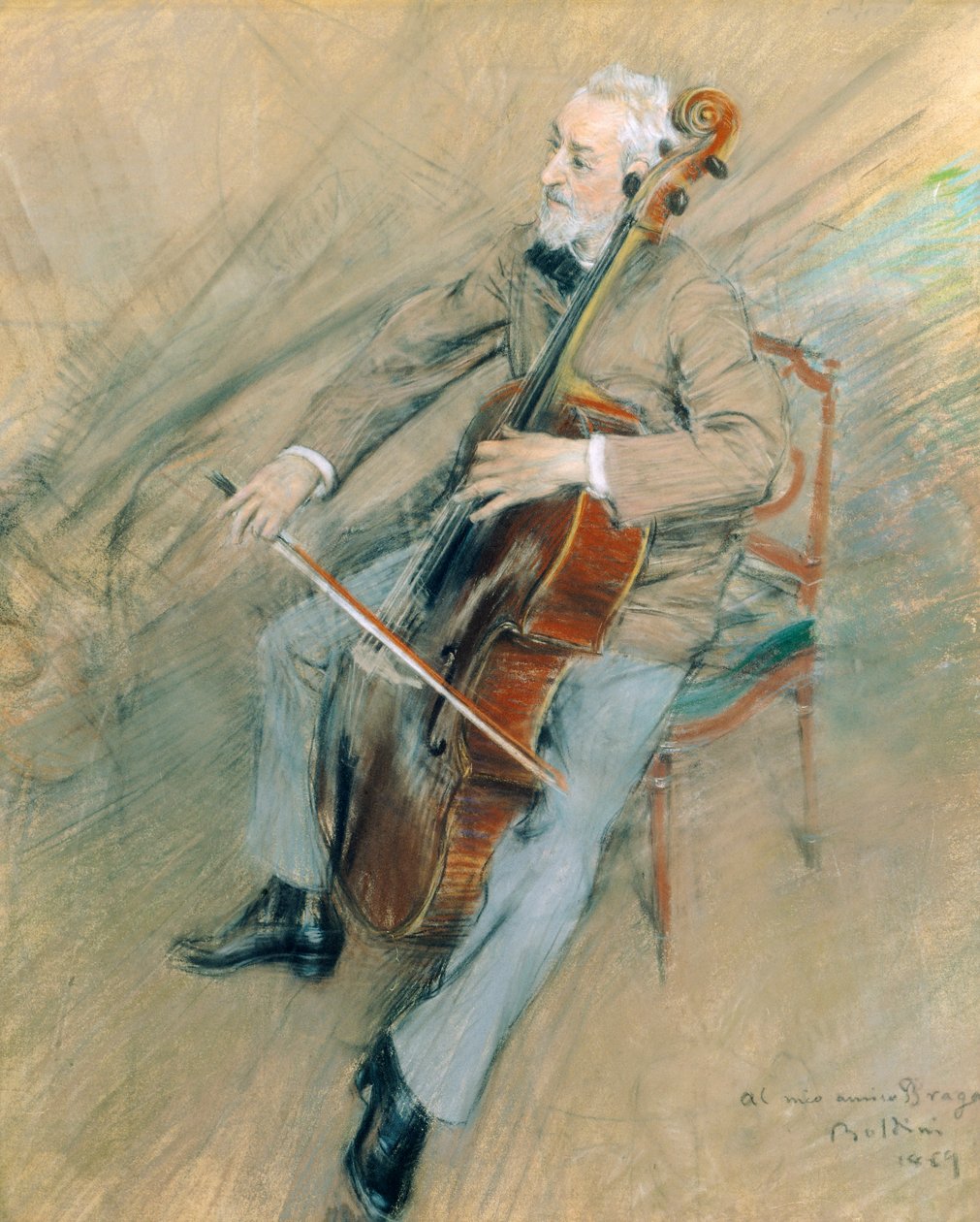Porträtt av cellisten Gaetano Braga av Giovanni Boldini