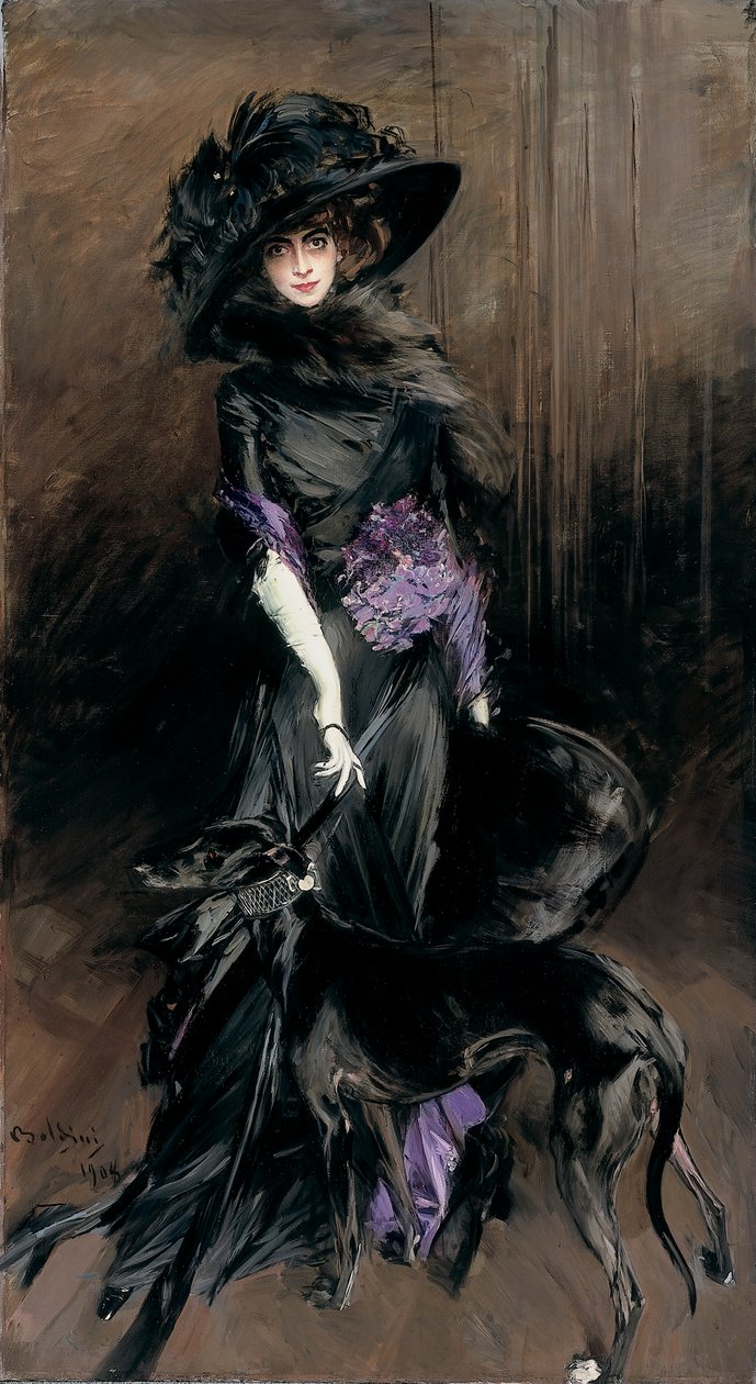 Porträtt av Marchesa Luisa Casati med en vinthund av Giovanni Boldini