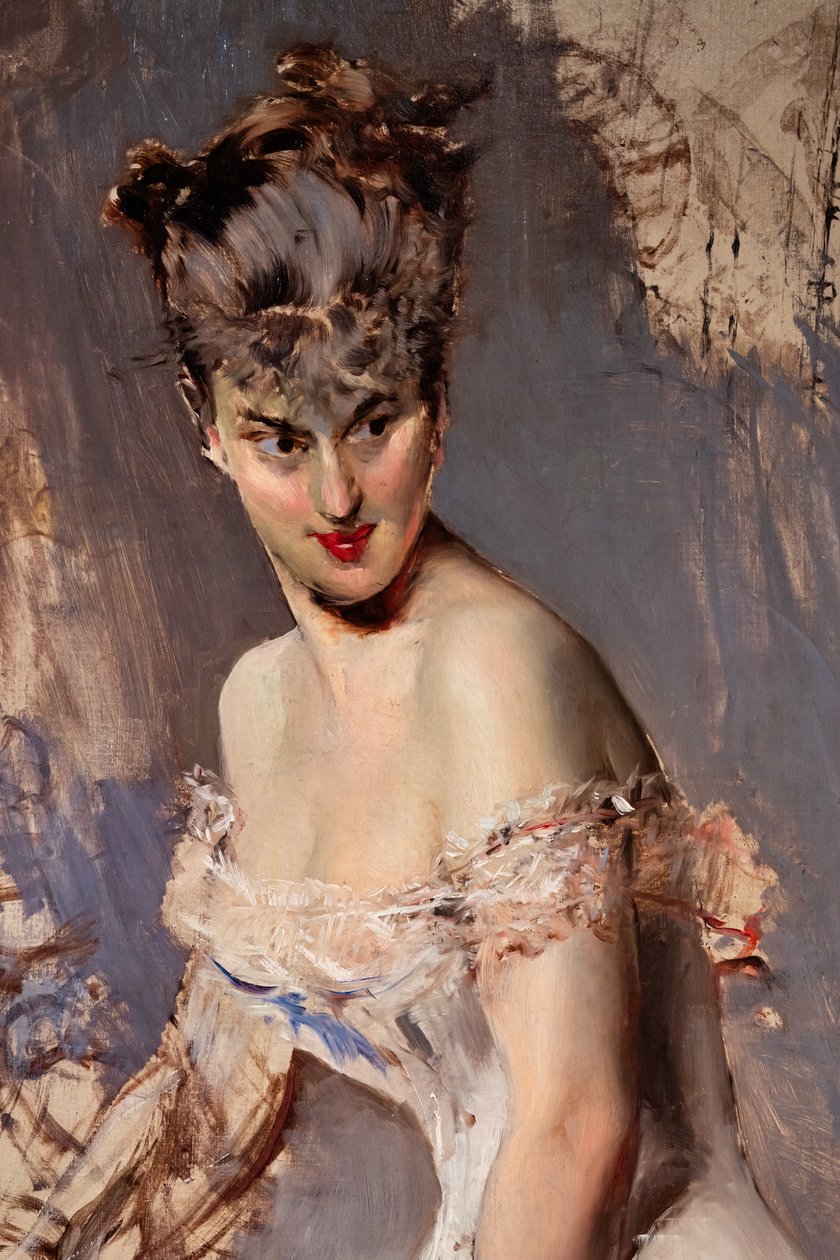Porträtt av skådespelerskan Alice Regnault, detalj av Giovanni Boldini