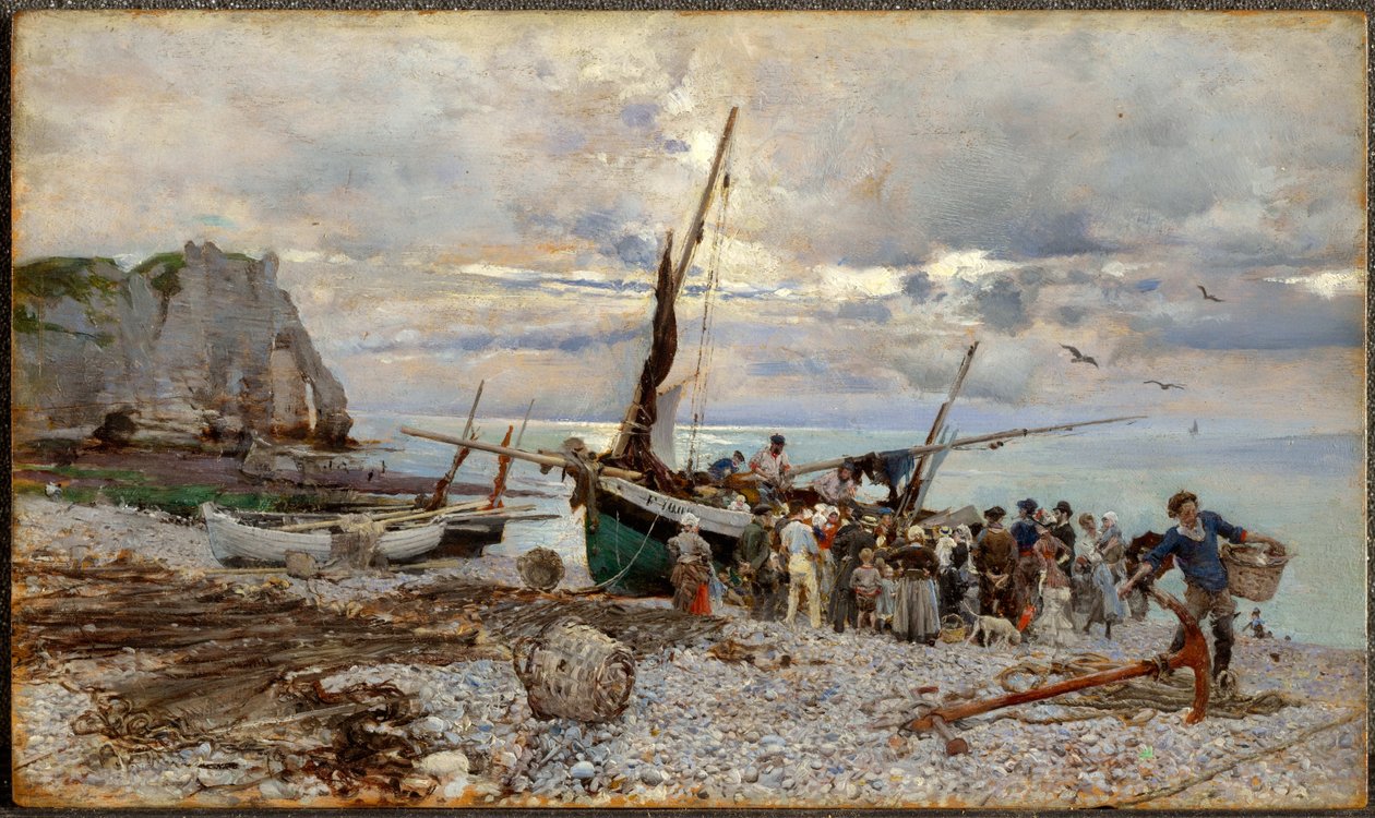 Fiskebåtarnas återkomst, Étretat av Giovanni Boldini