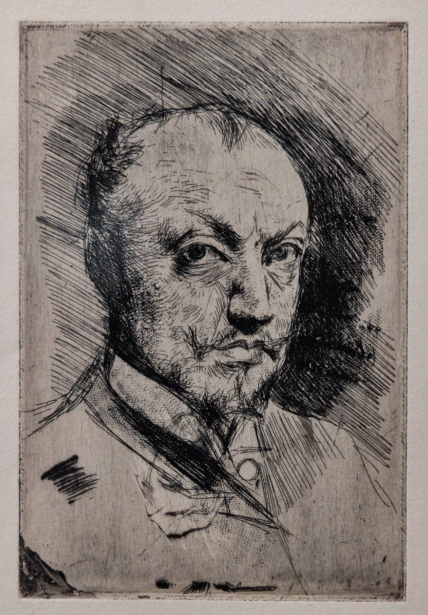 Självporträtt, ca 1890 (torrnål, roulette och etsning på papper) av Giovanni Boldini