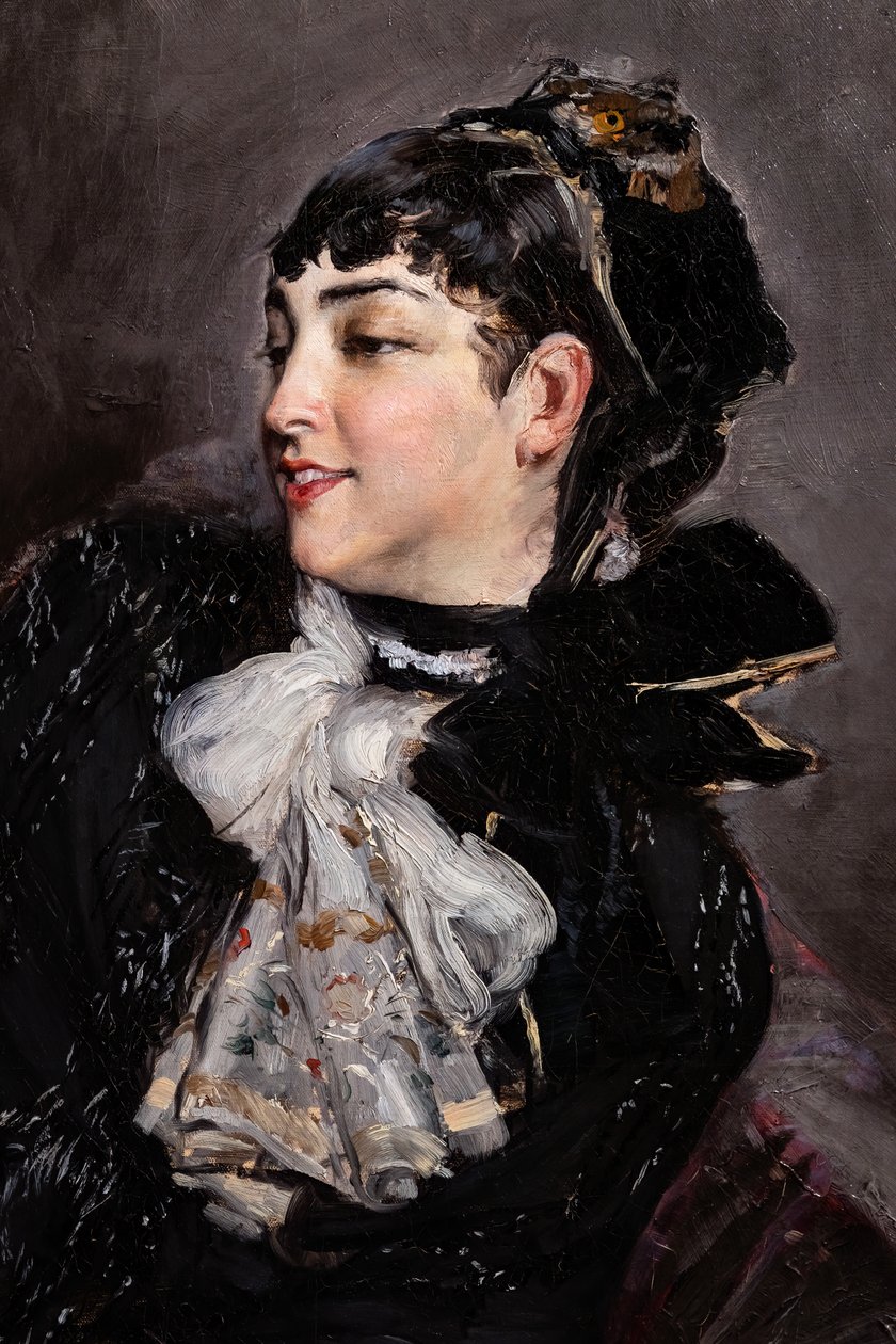 Grevinnan av Rasty på soffan, detalj av Giovanni Boldini