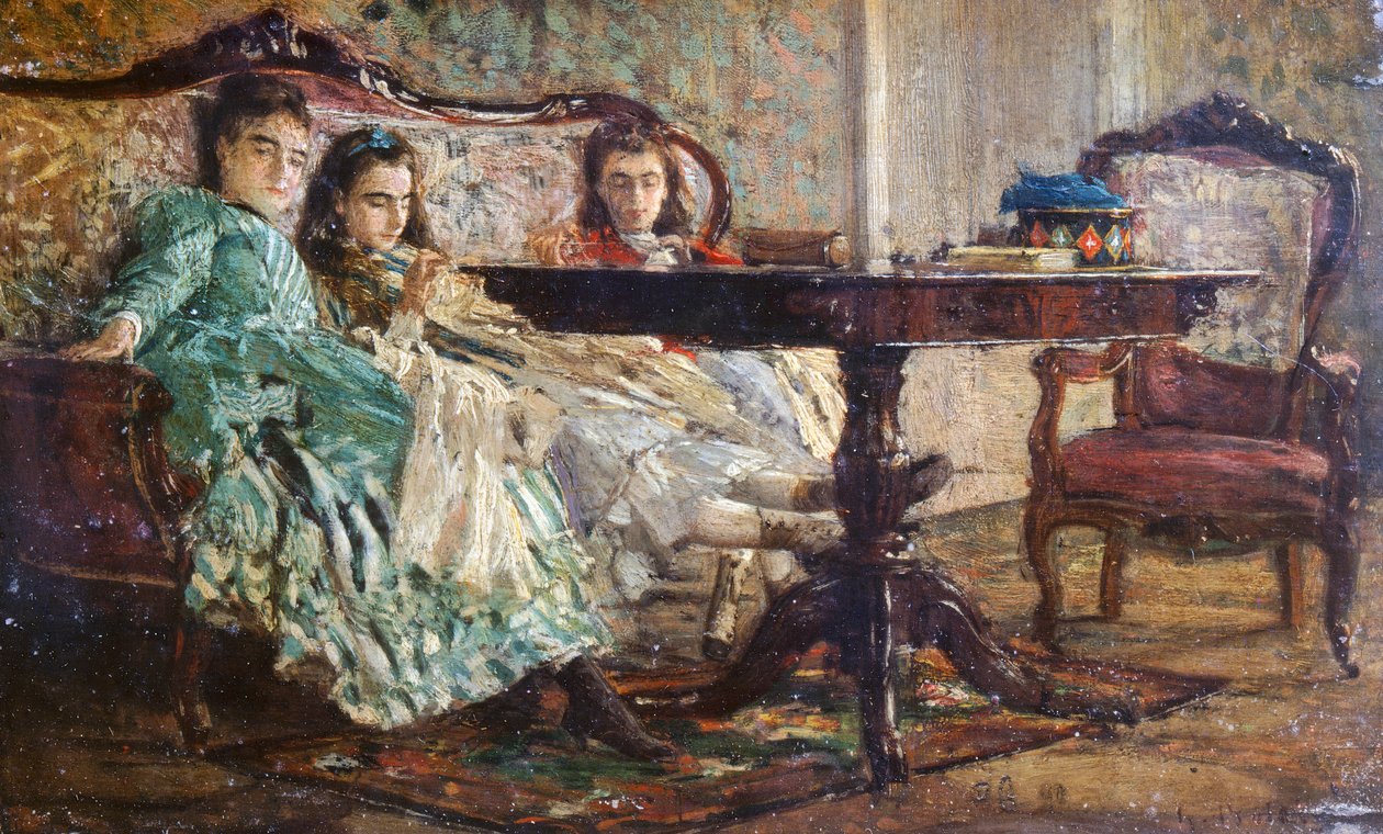 The Laskaraki Sisters av Giovanni Boldini (1842-1931), olja på trä av Giovanni Boldini