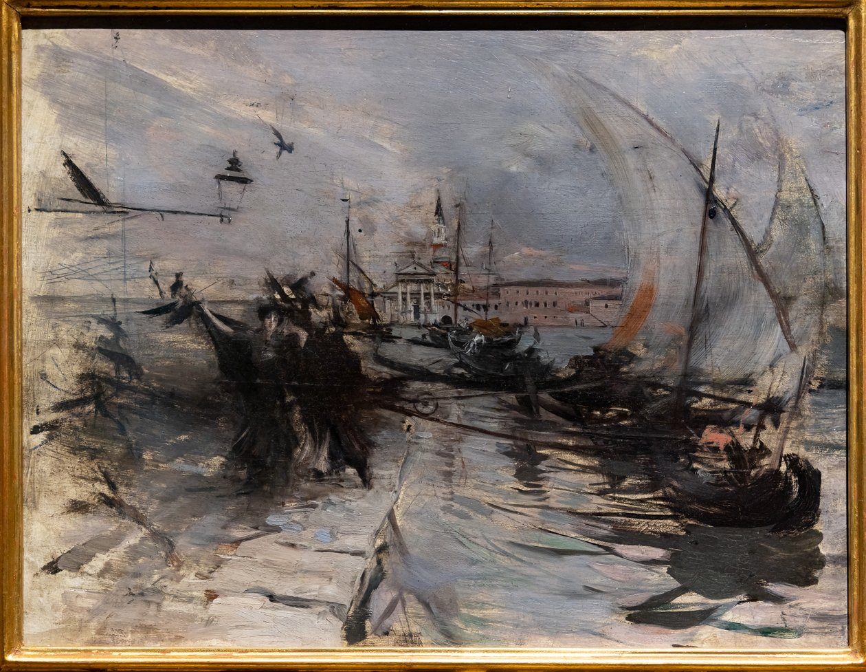 Venedig, St. Giorgio Maggiore sett från staden, ca 1885 (olja på panel) av Giovanni Boldini