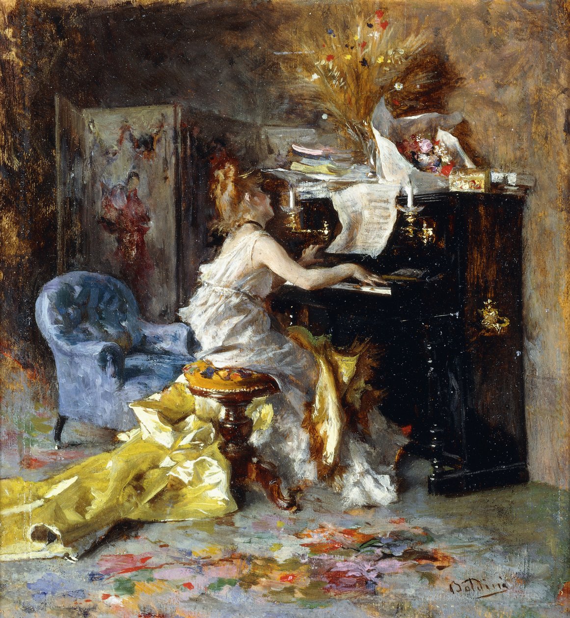 Kvinna vid ett piano, av Giovanni Boldini
