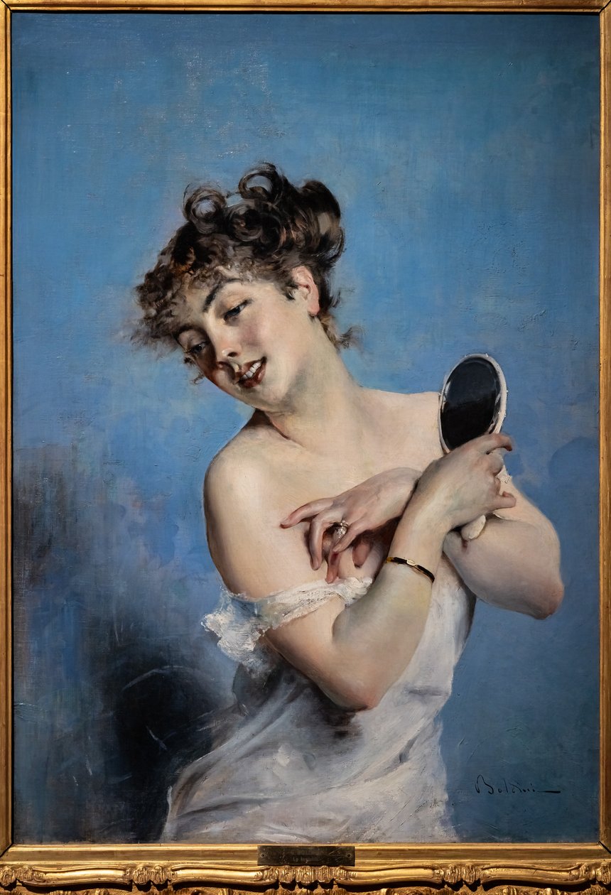 Ung kvinna i negligé av Giovanni Boldini