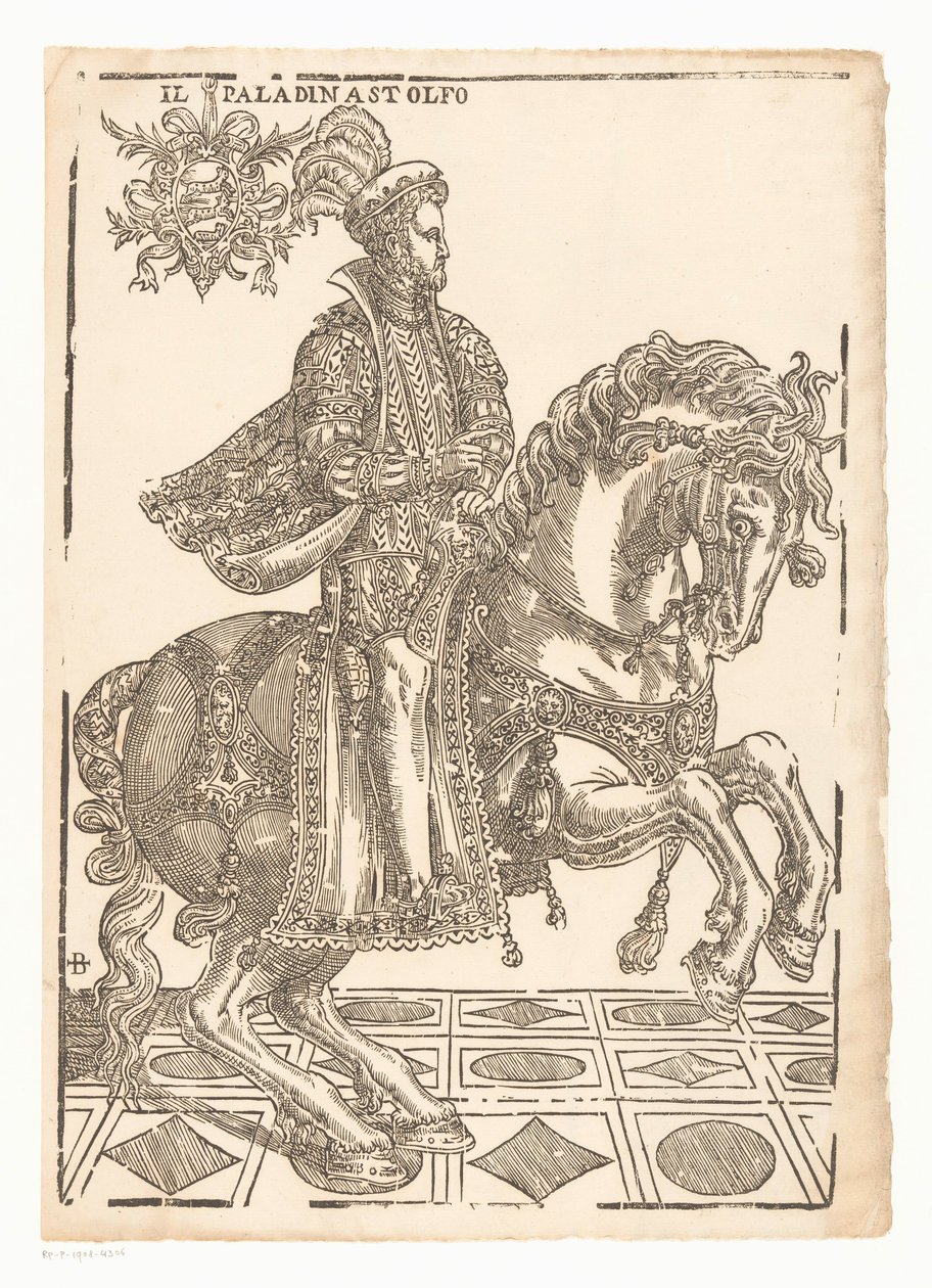 Astolfo till häst Il paladin Astolfo (titel på objekt) av Giovanni Britto