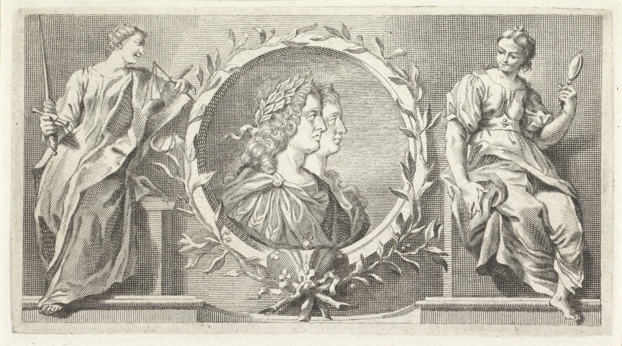 Kartusch med pristagare man och kvinna av Giovanni Cattini (attributed to)