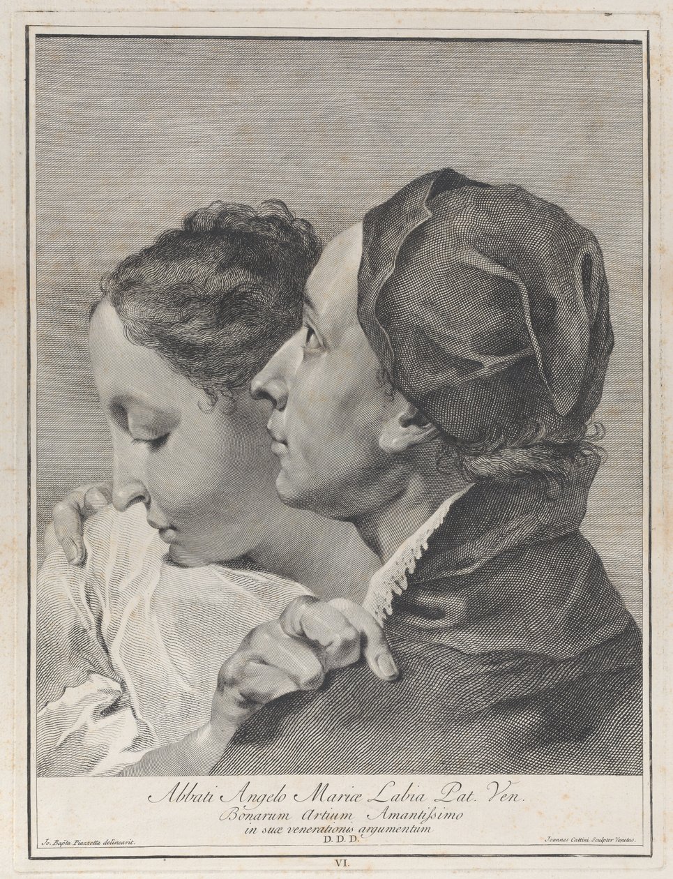 En ung man som omfamnar en flicka, 1743. av Giovanni Cattini
