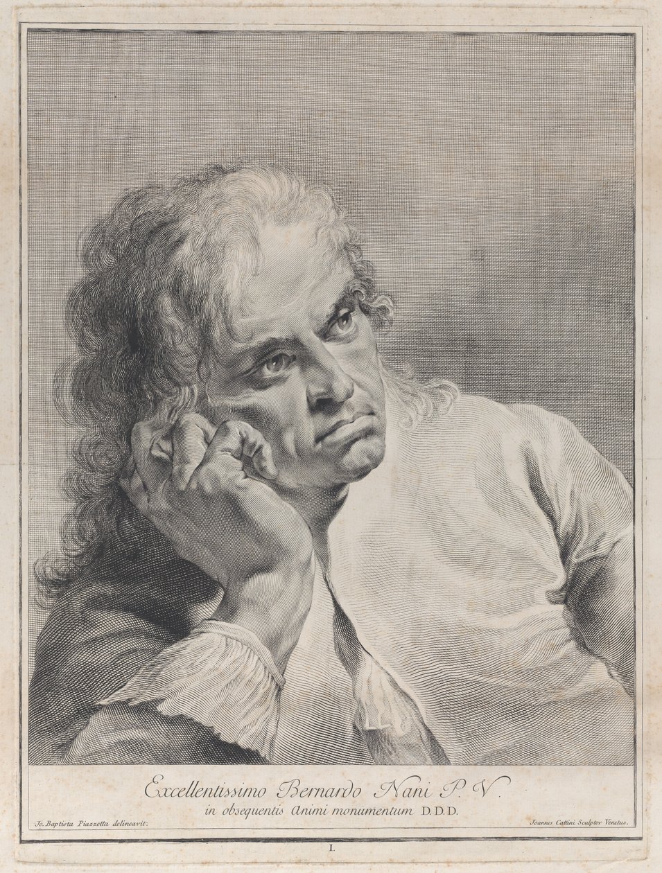 Eftertänksam man vilar huvudet på sin hand, 1743. av Giovanni Cattini