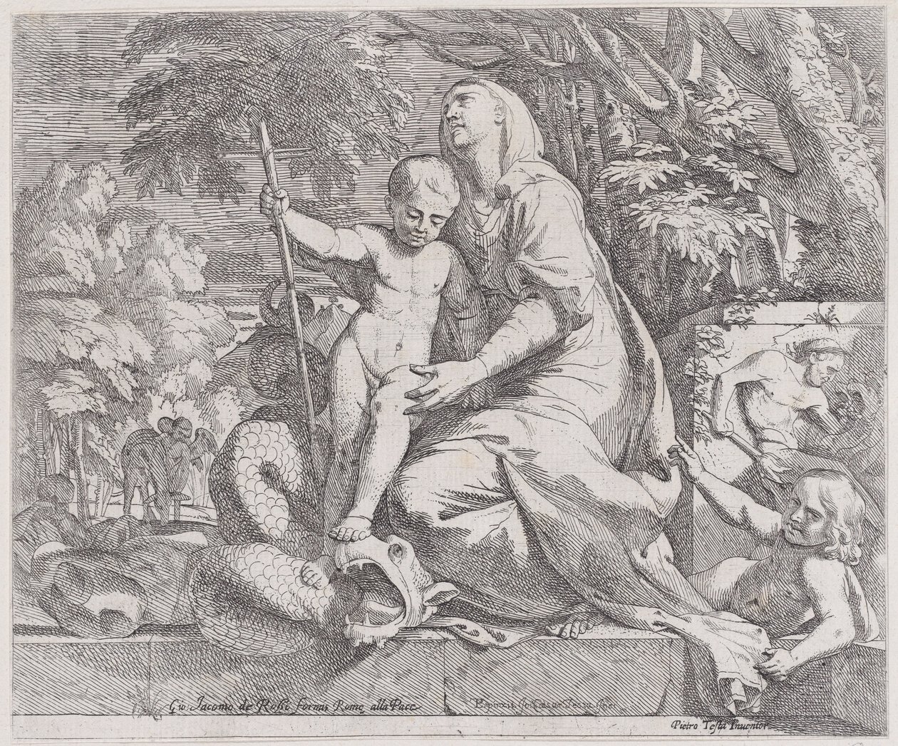 En allegori över resten på flykten till Egypten, 1650-55. av Giovanni Cesare Testa