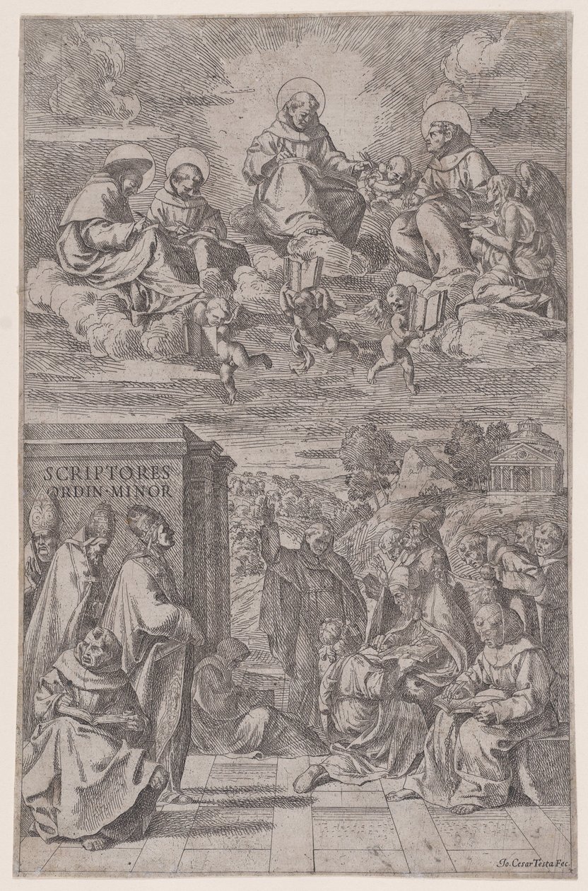 Ekklesiastik i landskapsskrift, andra i himmelriket ovan, c1650. av Giovanni Cesare Testa
