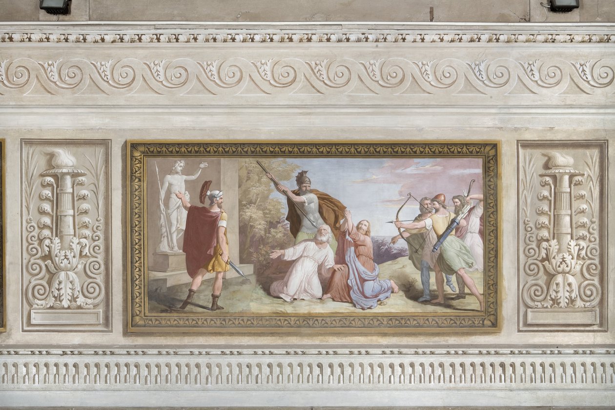 Den helige Simons och den helige Judas Thaddaeus martyrskap, från berättelser om Kristus av Giovanni Chiarini