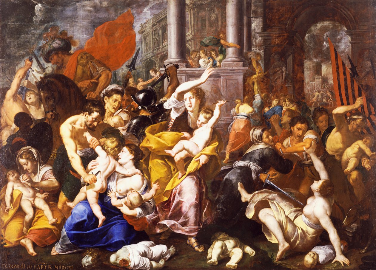 Massakern på de oskyldiga, av Johann Christoph Storer (1611-1671), olja på duk, 300x420 cm, S:t Eustorgios kyrka, Milano, Italien. av Giovanni Cristoforo Storer