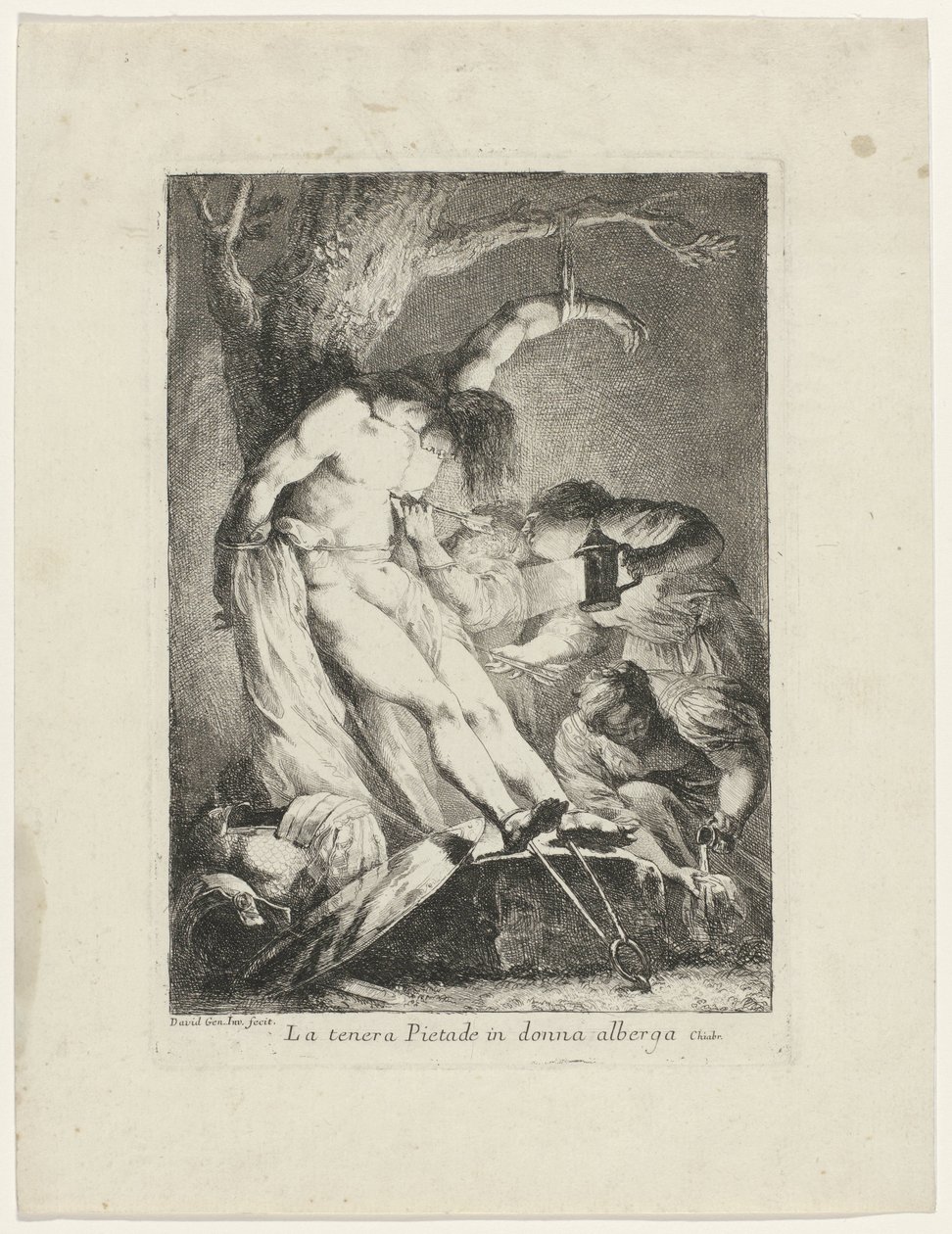 Saint Sebastian vårdas av Saint Irene La tenera pietade in donna alberga (titel på objekt) av Giovanni David