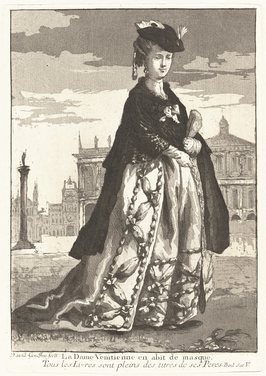 La Dame Venitienne en habit de masque (venetiansk kvinna i karnevalsklänning) av Giovanni David