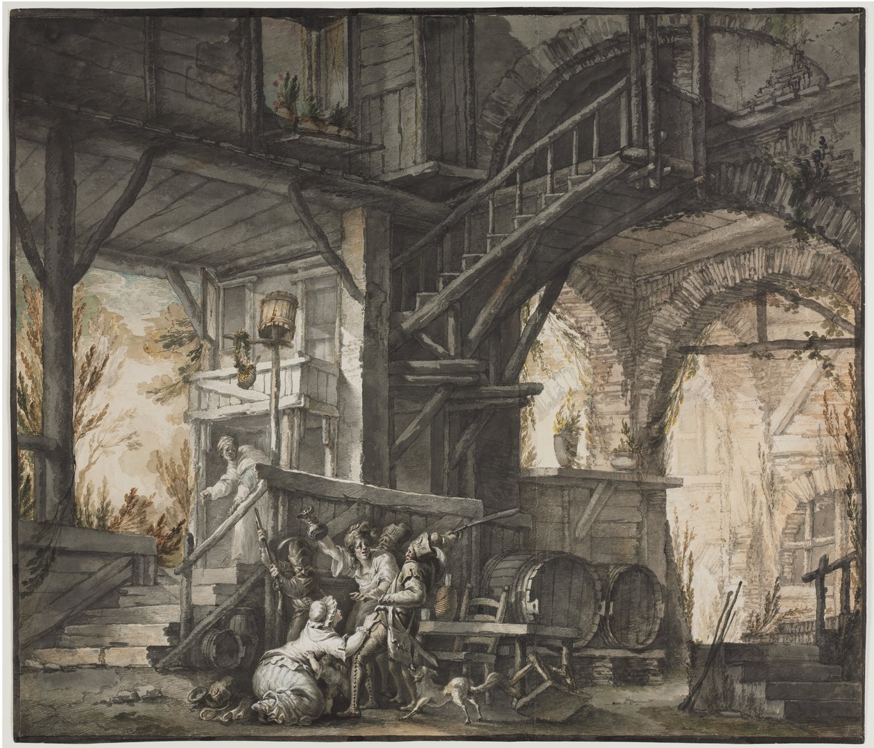 Teaterscen, ca 1775-1776 (akvarell och penselarbete med grafit och gouache) av Giovanni David