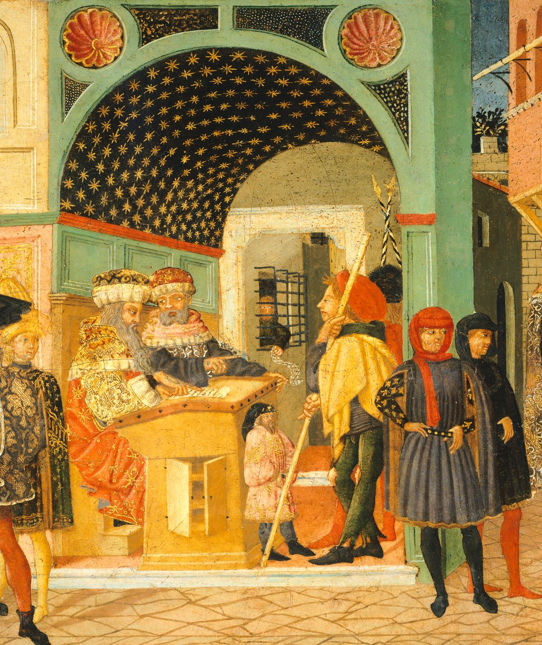 Berättelser om Susanne, cirka 1450, höger sida av målad kista av Giovanni di Ser Giovanni, känd som Lo Scheggia (1406-1486), tempera på panel, detalj av Giovanni Di Ser Giovanni Lo Scheggia Guidi