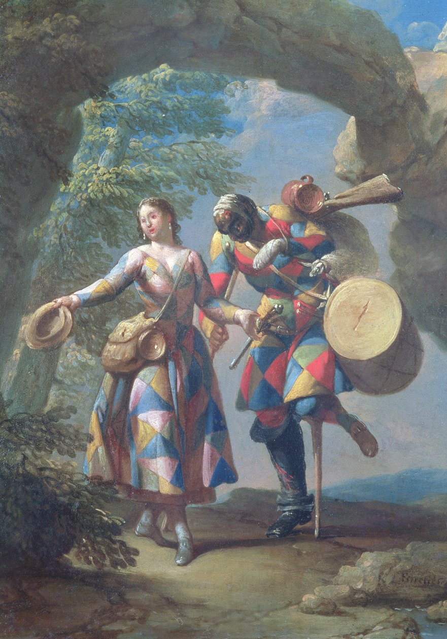 A Harlequin Returning from War, c.1742 av Giovanni Domenico Ferretti