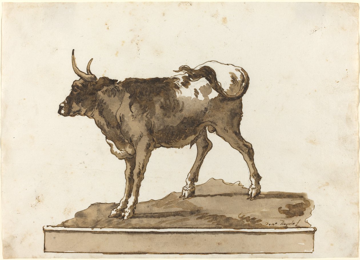 En tjur på en avsats av Giovanni Domenico Tiepolo