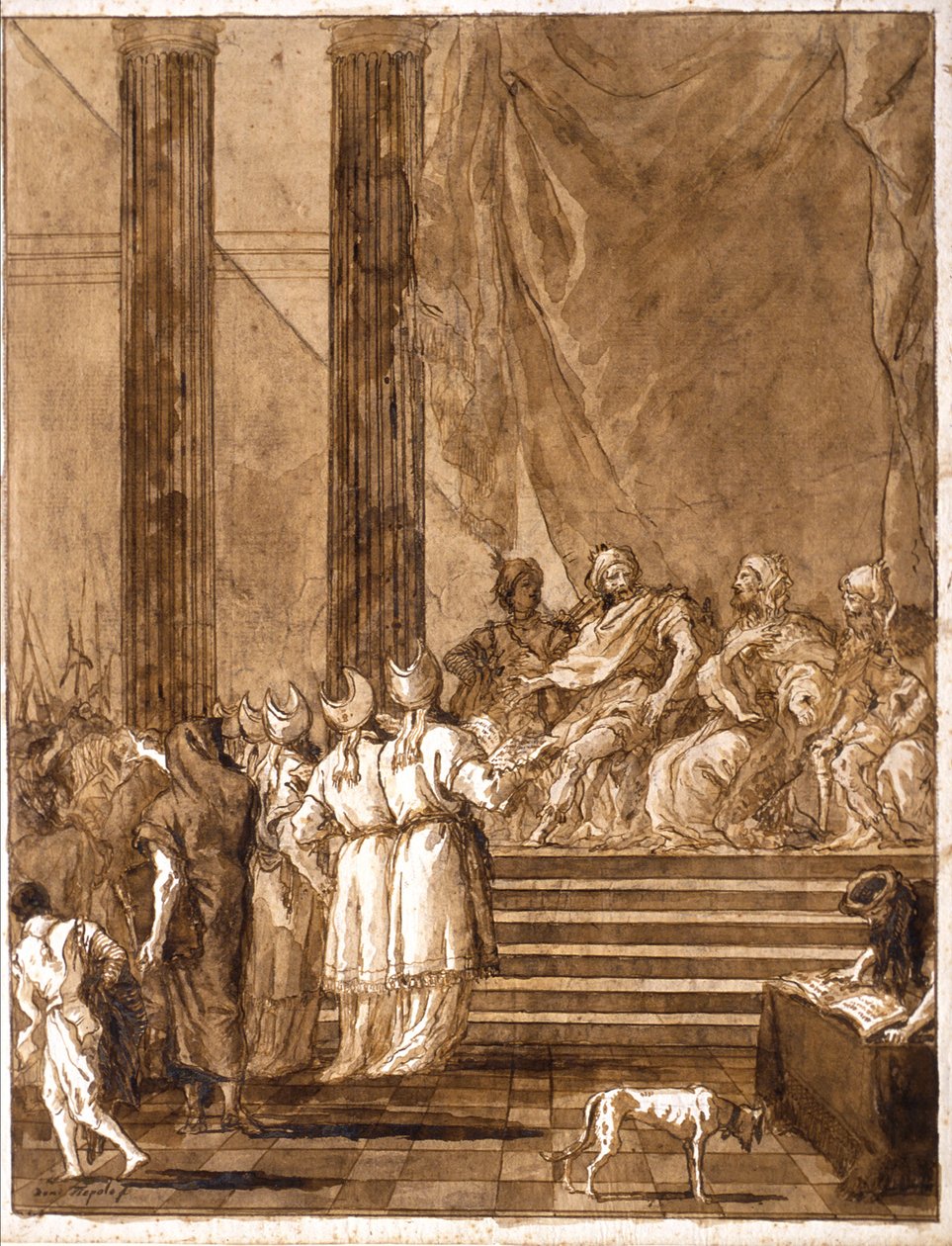 En disput mellan kungar och präster av Giovanni Domenico Tiepolo