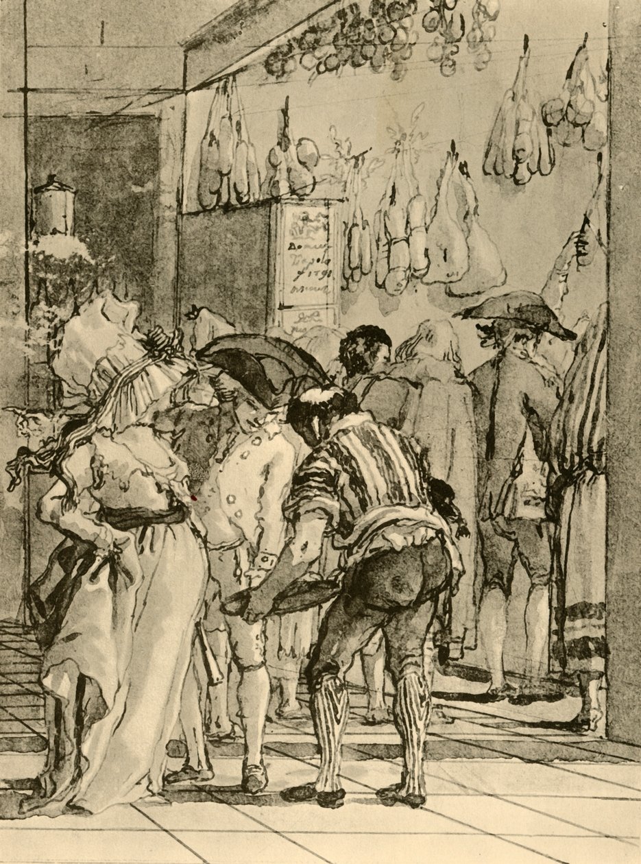 En butik med rökta varor, 1791, 1928 av Giovanni Domenico Tiepolo