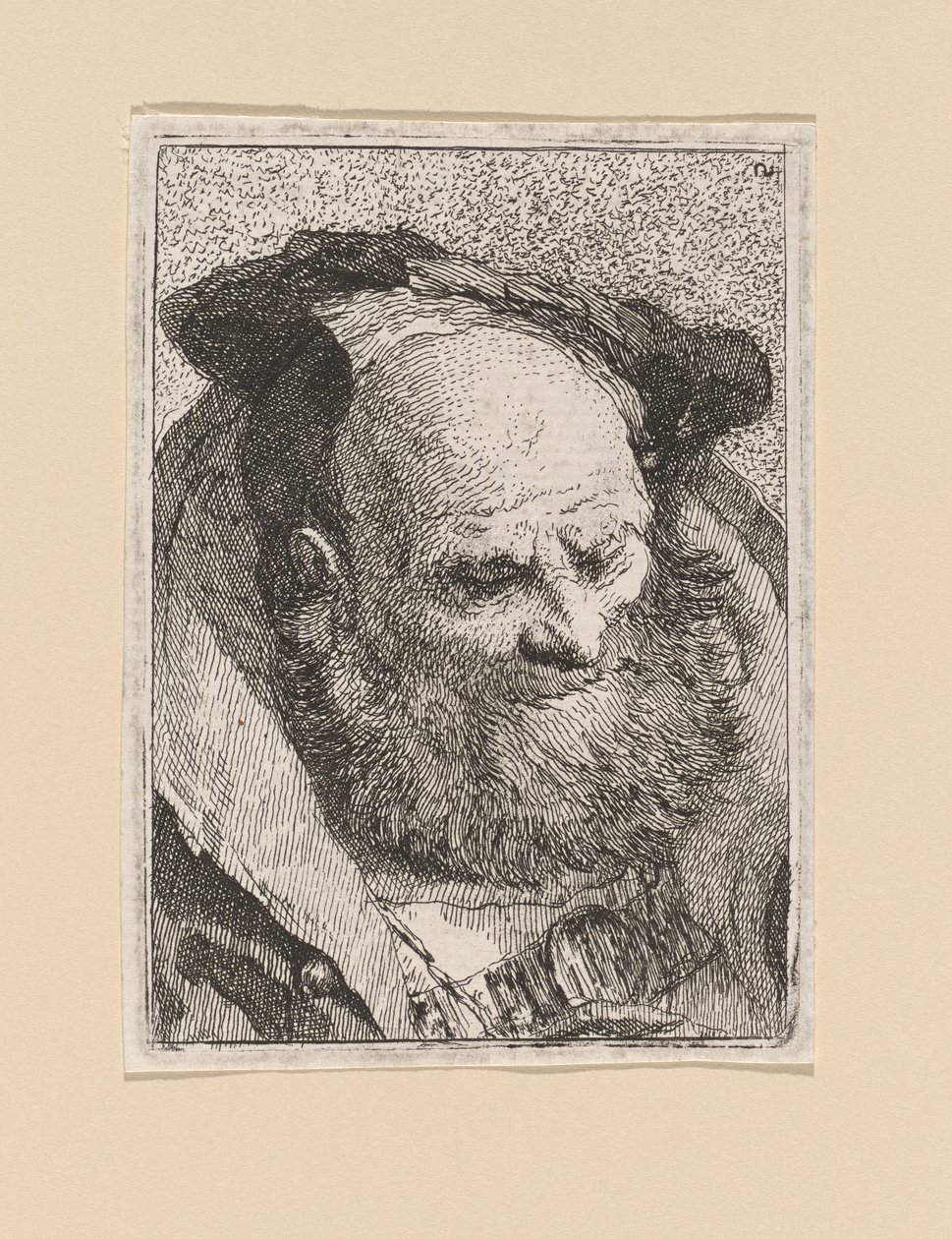 Skäggig gammal man, från Raccolta di Teste (Samling av huvuden) av Giovanni Domenico Tiepolo