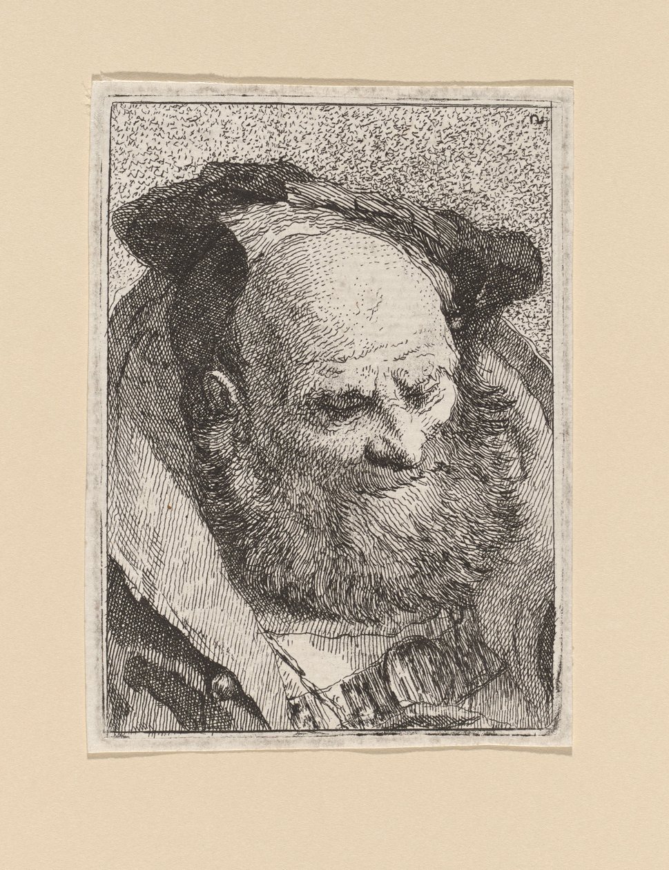 Skäggig gammal man, ur Raccolta di Teste (samling av huvuden) av Giovanni Domenico Tiepolo