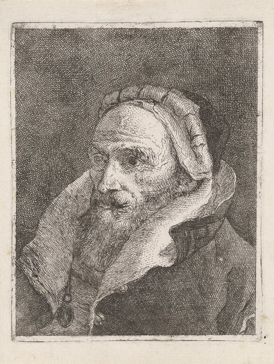 Skäggig gammal man med mössa, från Raccolta di Teste (Samling av huvuden) av Giovanni Domenico Tiepolo