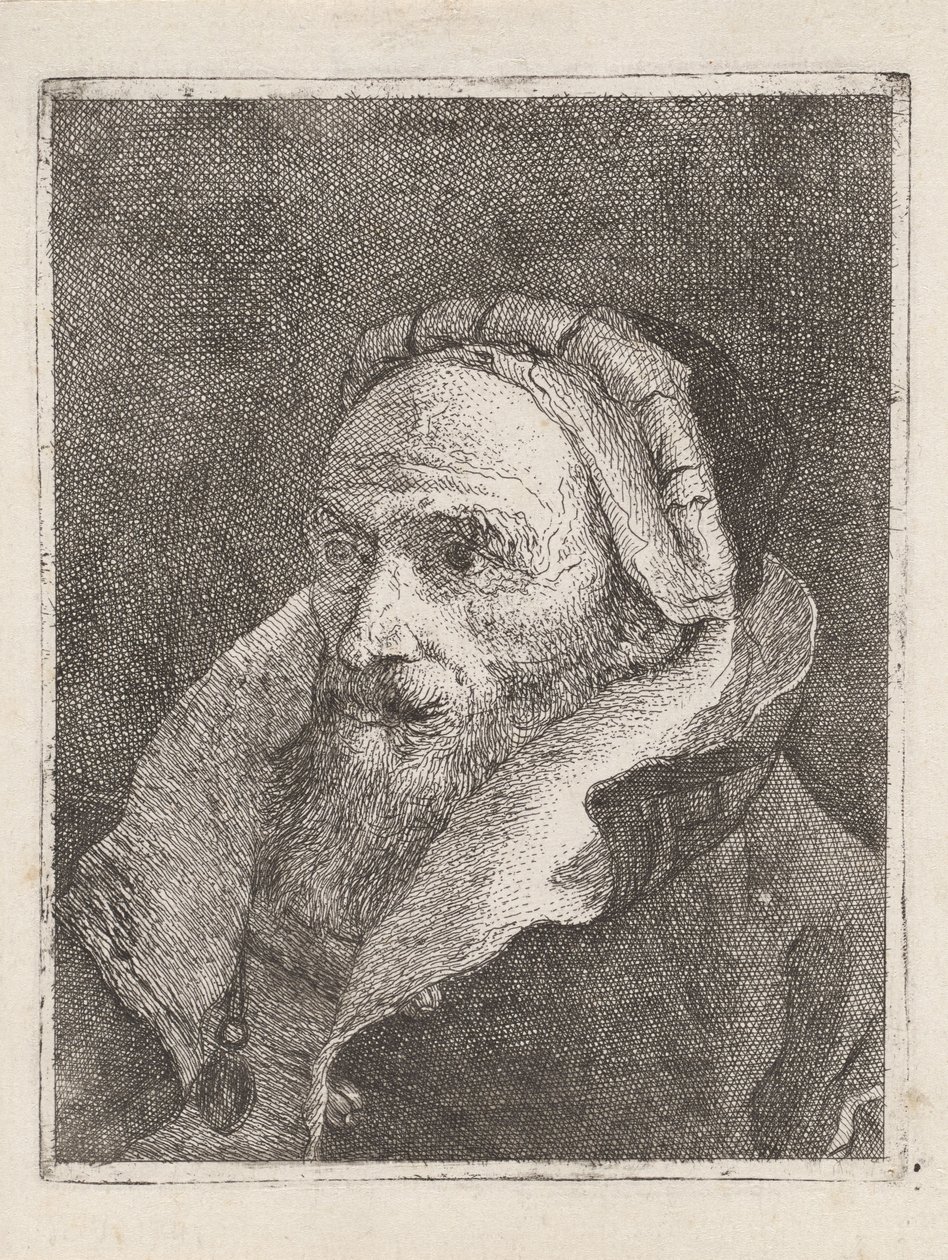 Skäggig gammal man med keps, ur ”Raccolta di Teste” (Samling av huvuden) av Giovanni Domenico Tiepolo