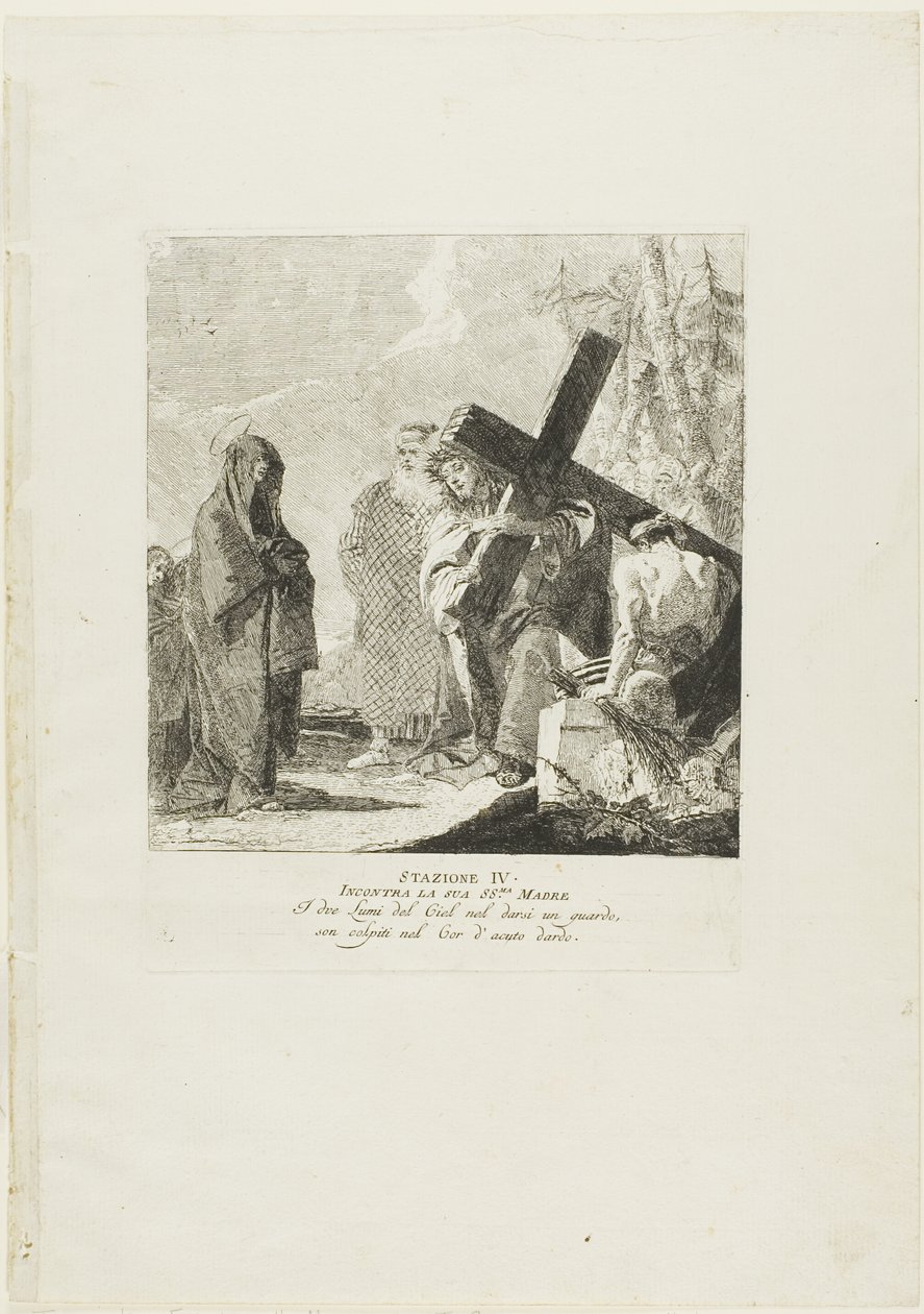 Kristus möter sin mor, plansch fyra från Korsvägsstationen av Giovanni Domenico Tiepolo