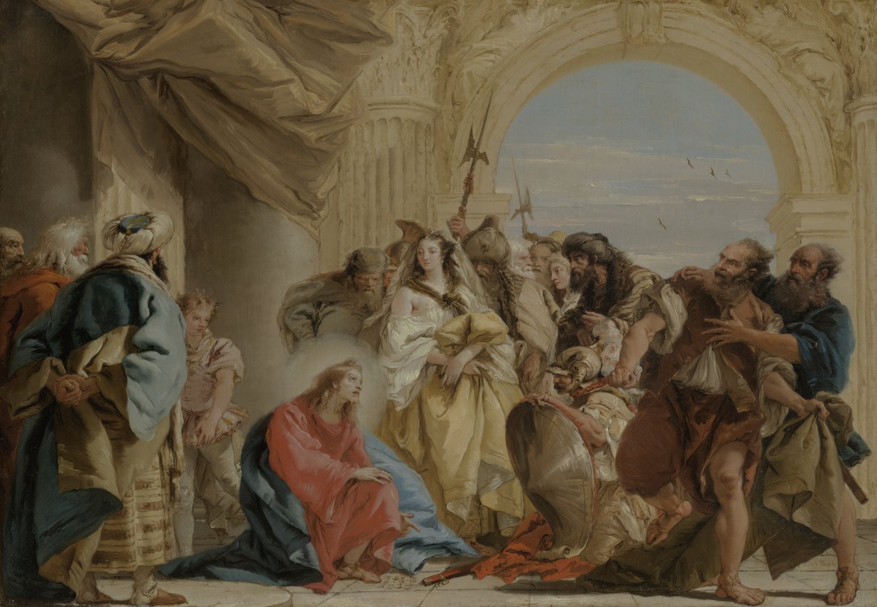 Kristus och den kvinna som ertappats med äktenskapsbrott av Giovanni Domenico Tiepolo