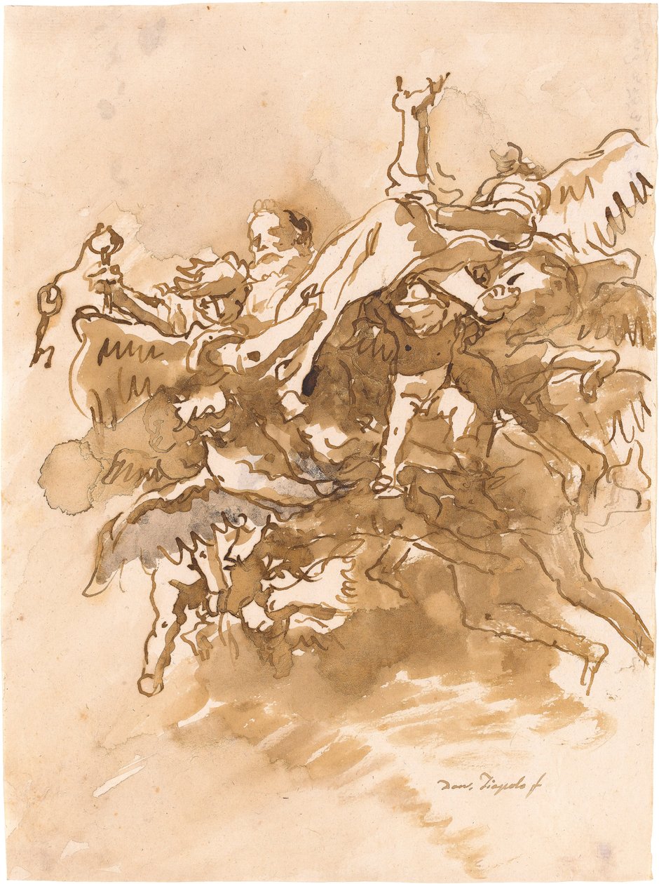 Der heilige Petrus von Engeln in den Himmel getragen av Giovanni Domenico Tiepolo