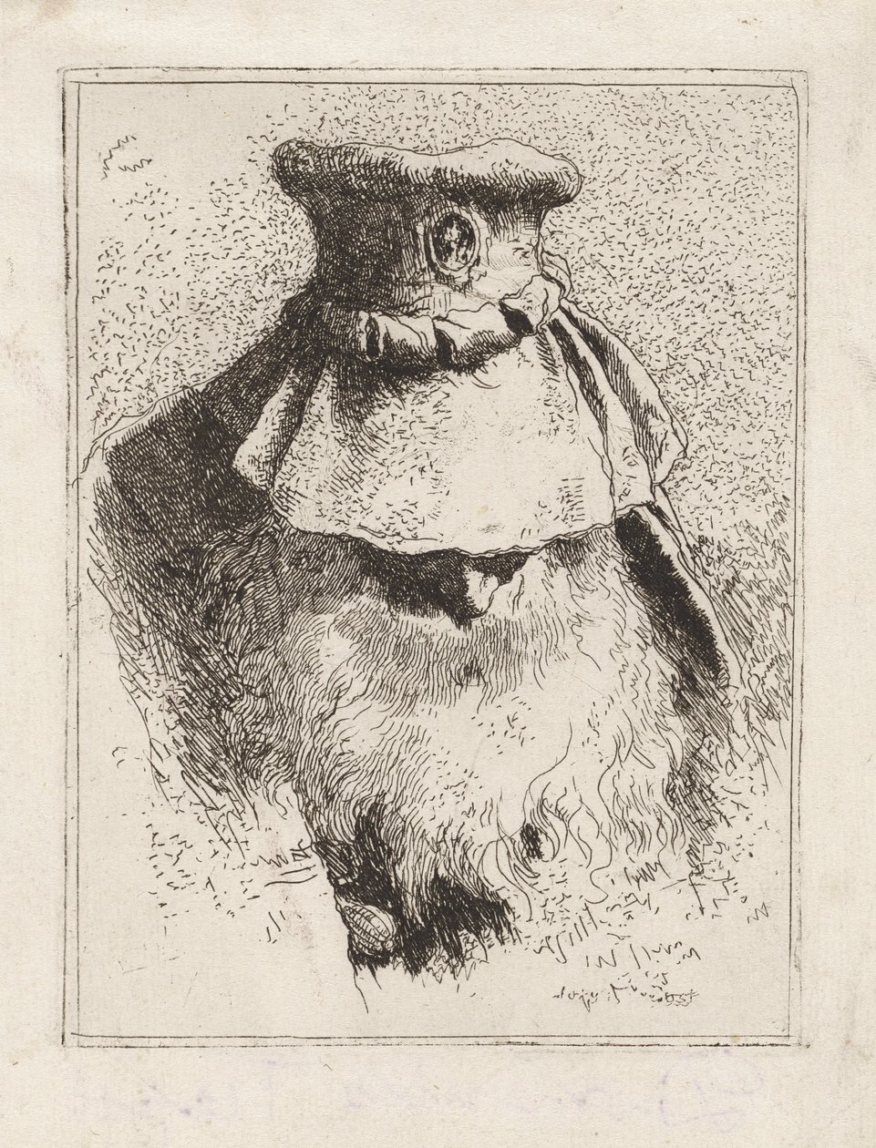 Äldre man med en stor hatt, från Raccolta di Teste (Samling av huvuden) av Giovanni Domenico Tiepolo