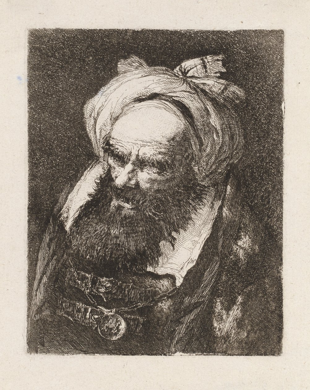 Äldre man med turban, från Raccolta di Teste (Samling av huvuden) av Giovanni Domenico Tiepolo